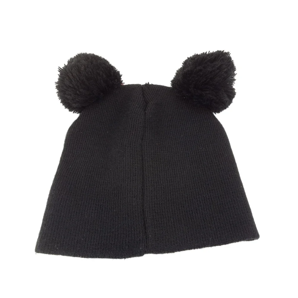 Disney Minnie Mouse Beanie Girls One Size Black Excellent Pom‎ Pom Bow Hat